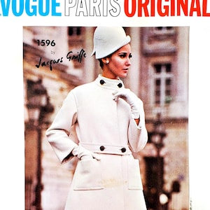 Vogue 1596 Jacques Griffe taille 10 B31 robe + manteau Vogue Paris Patron de couture original vintage des années 1960