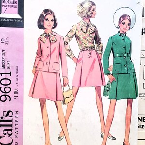 1960s Skirt Suit and Blouse - Size 10 Bust 32.5 McCall's 9601 Vintage 1960s Sewing Pattern