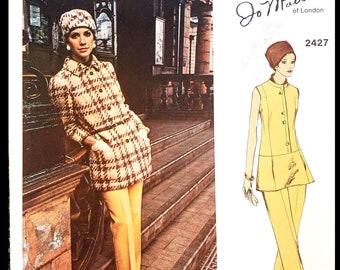 Vogue Couturier 2427, UNCUT, Jo Mattli- Misses' 3 Piece Suit; Size 10, Bust 32.5"; 1970, Vintage Paper Sewing Pattern.