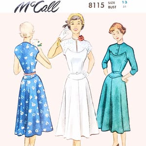 McCall 8115 - Patrón de costura para vestido vintage de los años 50 - Talla 13 B31