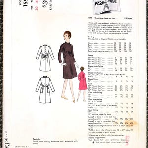 Vogue Paris Original 1596 UNCUT Jacques Griffe Rozmiar 10 B31 Sukienka i płaszcz - Wykrój do szycia w stylu vintage z lat 60. XX wieku zdjęcie 4