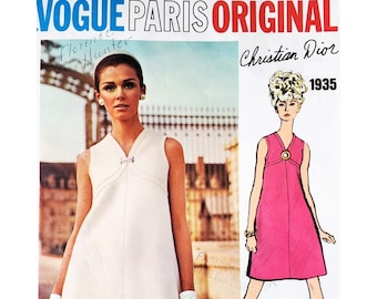 Vogue Paris Oryginalna sukienka Dior z 1935 r., rozmiar 8, B31.5 – wykrój do szycia w stylu vintage z lat 60.