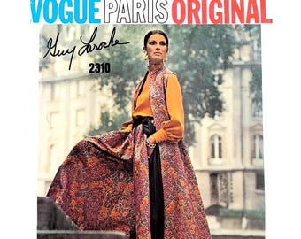 Vogue Paris Original 2310 UNCUT Guy Laroche Suknia wieczorowa, spodnie, rozmiar 8 B31.5 - wykrój do szycia w stylu vintage z lat 70.