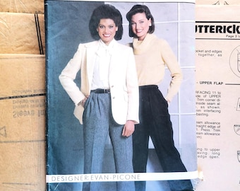 Butterick 6147 Sz14 B36 Evan-Picone Jacket and Pants Vintage 1980s Sewing Pattern