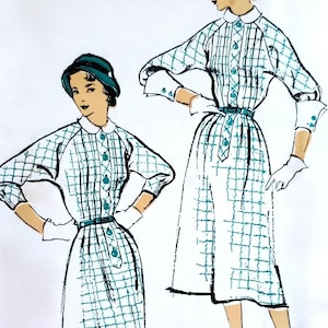 Vintage 1950s Shirtwaist Dress Sewing Pattern UNUSED  Bust 36 Detachable Collar + Cuffs New York 1232