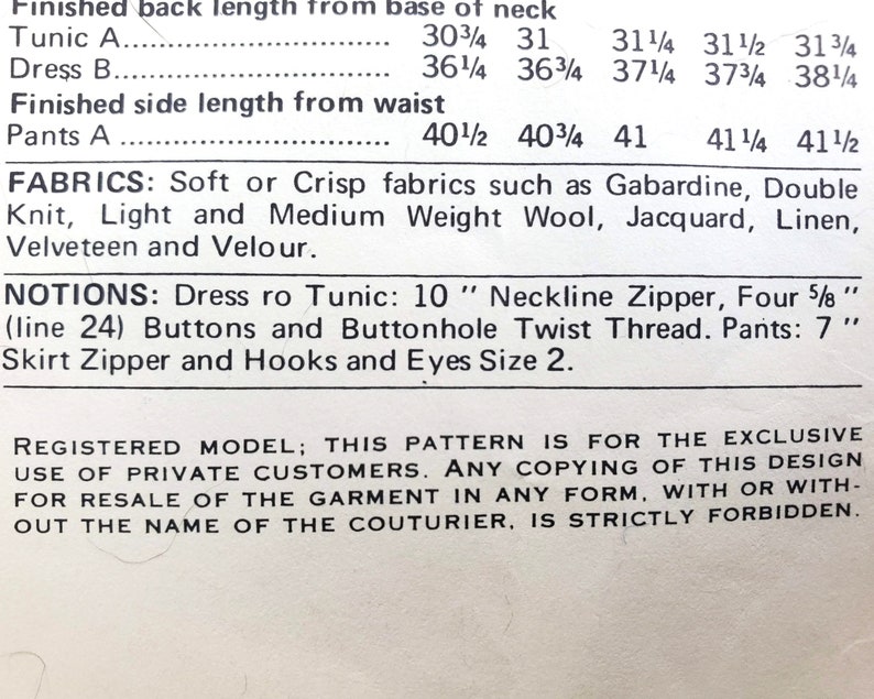 Vogue Paris Original, Dior Cute Dress, Tunic / Mini Dress, Wide Leg Pants Size 8 1970s Vintage Sewing Pattern. image 6