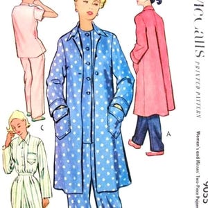 Vintage 1950s Pajamas + Robe Sewing Pattern Size 12 Bust 30" McCall's 9055