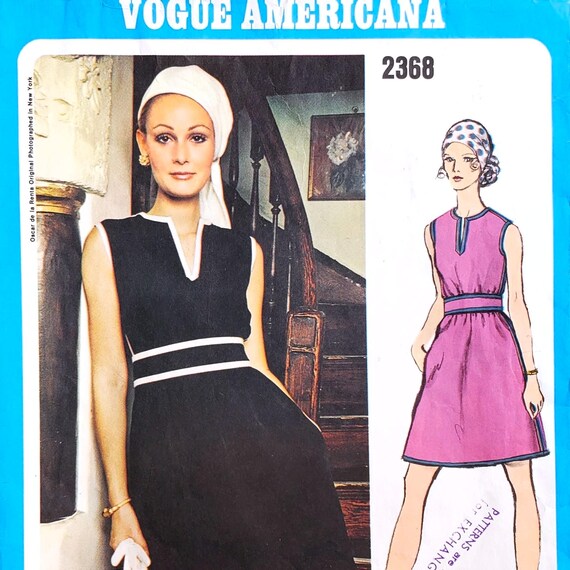 Vogue Americana 2368 Oscar de la Renta Dress Size 8 Bust 31.5 - Vintage 1960s  Sewing Pattern