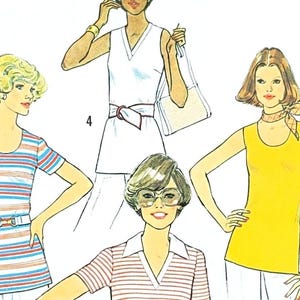 Modèle de couture Simplicity 7980 hauts en tricot B34 non coupés vintage des années 1970