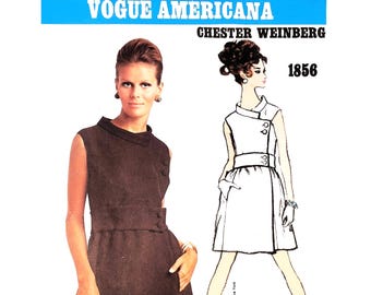 Patrón de costura vintage de los años 60 para vestido Chester Weinberg, talla 10 B32.5, Vogue Americana 1856