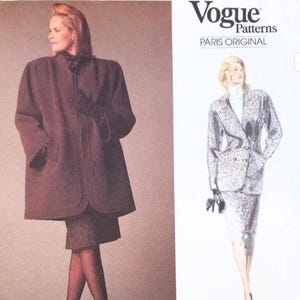 Vogue 1950 Ricci UNCUT Coat Jacket Skirt- Size 10 B32.5 Vintage 1980s Vogue Designers Sewing Pattern