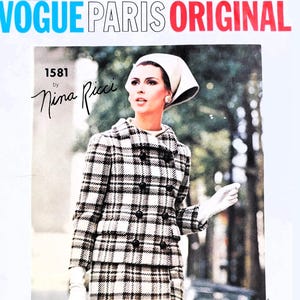 Vogue Paris Original 1581 Nina Ricci Skirt Suit Sleeveless Blouse Size 10 B31 Vintage 1960s  Sewing Pattern Coat Jacket