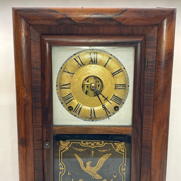 Antique Seth Thomas Clock 30-Hour Eagle Carrying Letter Visible Escapement GREAT WORKING CONDITION, ca. Late 1800s