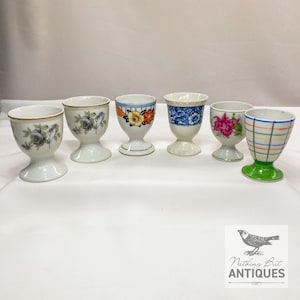 Vintage Porcelain Egg Cups, Japanese Pre-WWII, Set of 6, ca. 1930s