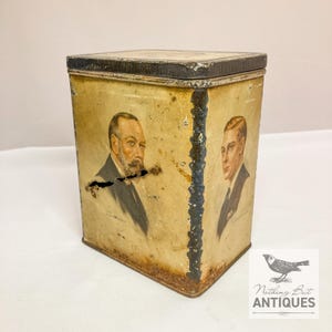 RARE Antique King George V & Royal Family Commemorative 1 lb. Tea Tin, ca. 1930s