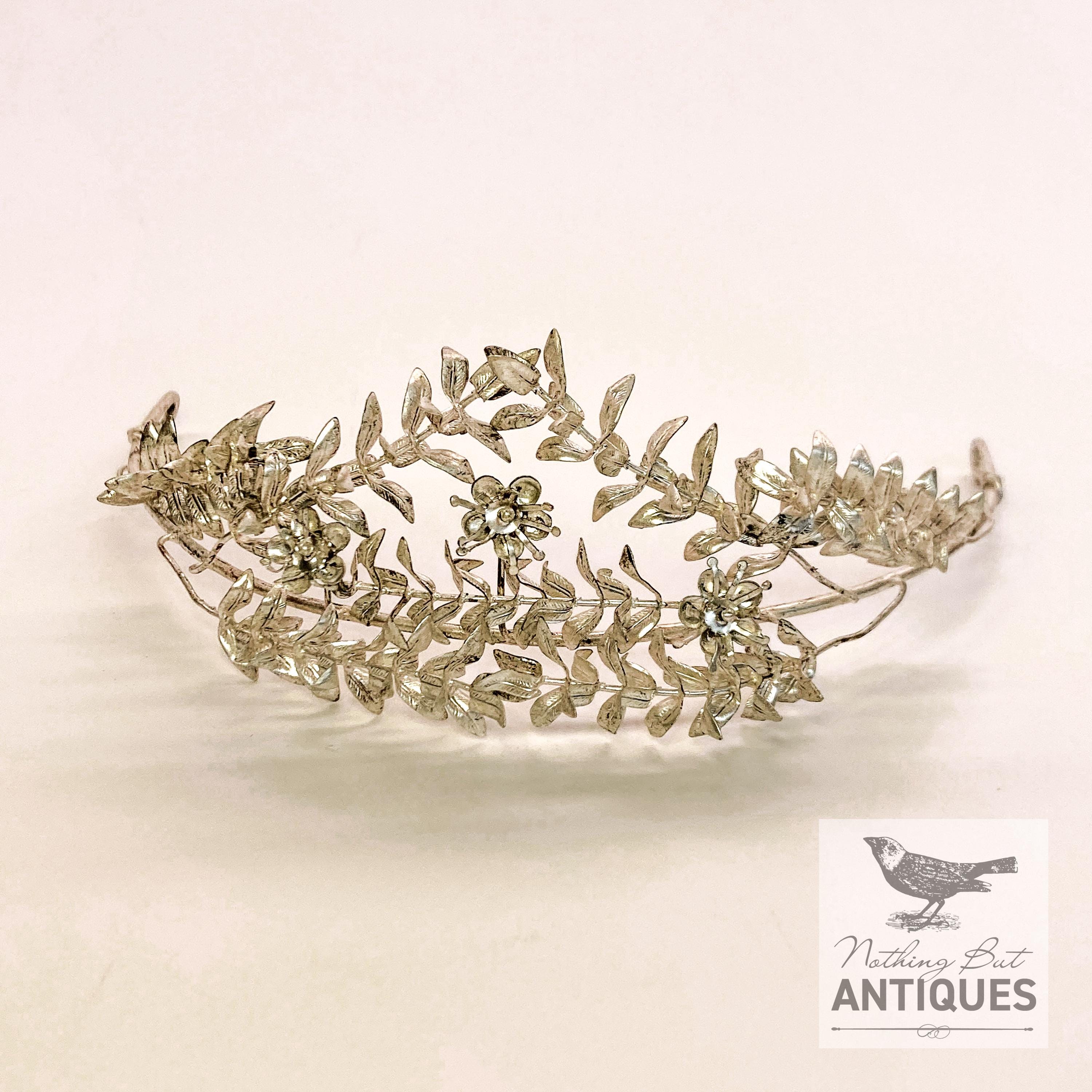 Elegant bronze Floral Tiara w orange rhinestones, new Hanoverian Inspierd Royal Floral Tiara Replica - Etsy main image 2