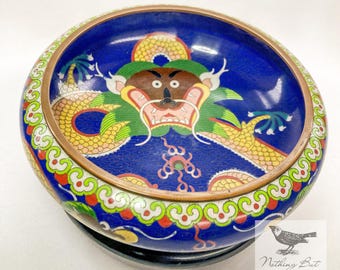 Vintage Chinese Cloisonné: Cloisonne Bowl with Floral Cover, Early