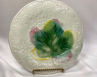 Antique Majolica Grape Leaf 8 in. Plate, ca. 1800s