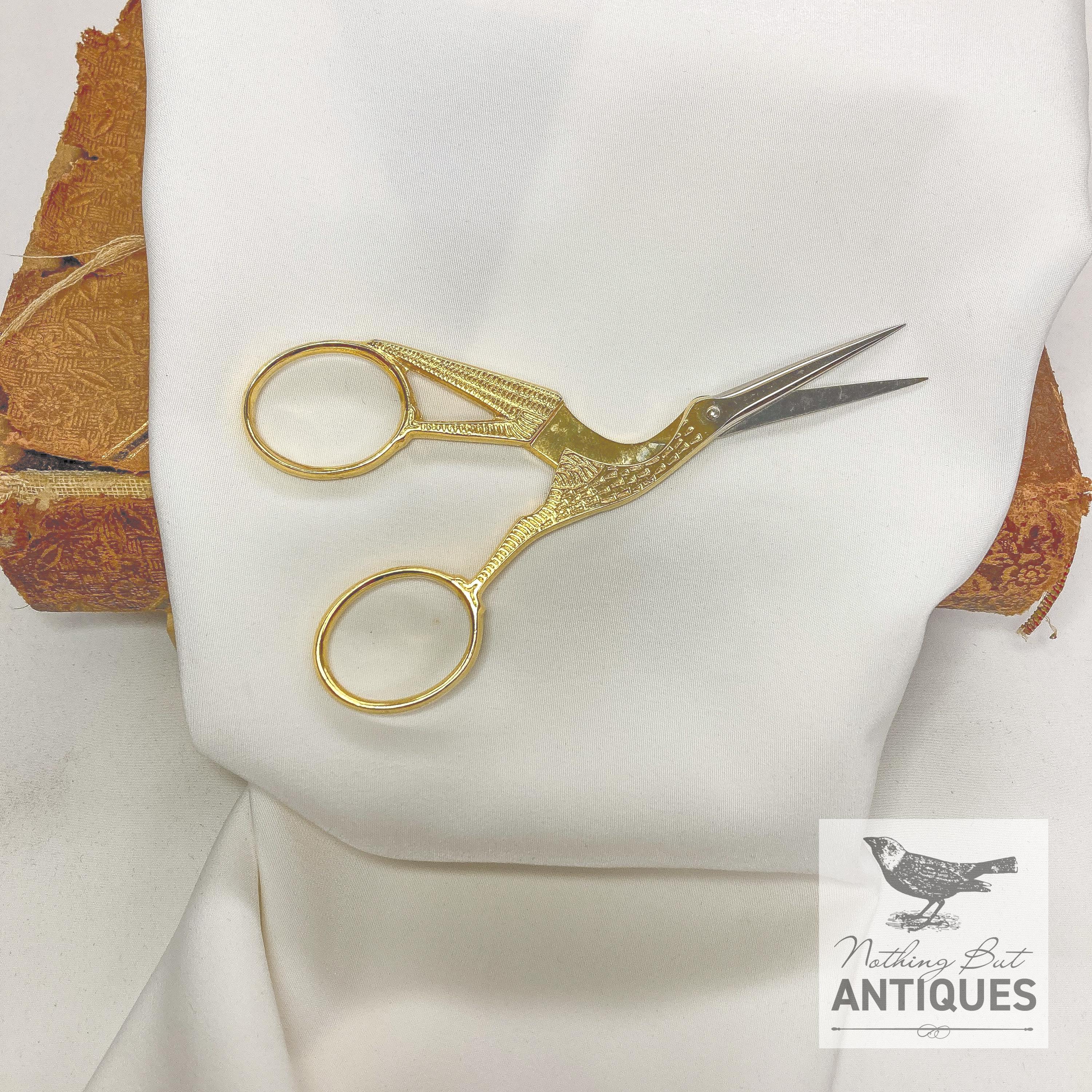 Vintage Hoffritz Stork Embroidery Thread Snip Scissors With Pouch