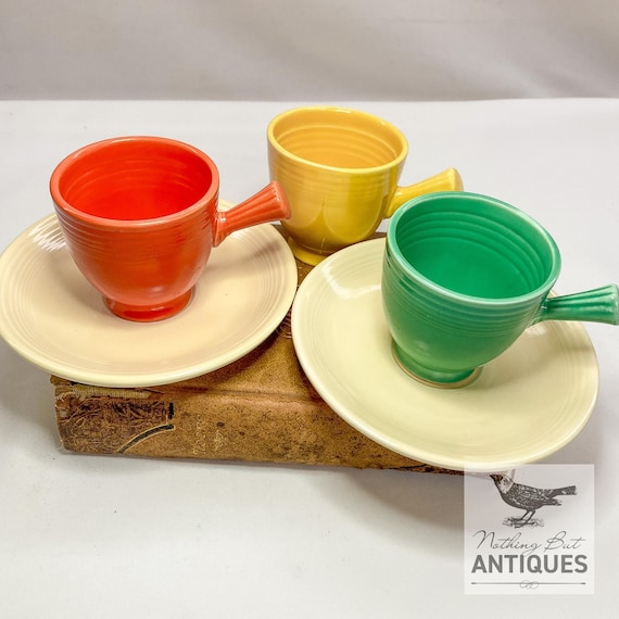 Vintage Antique Fiesta Ware Demitasse Cups Saucers in Original