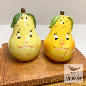 Vintage MCM Anthropomorphic Pear Salt and Pepper Shakers, ca. 1960s