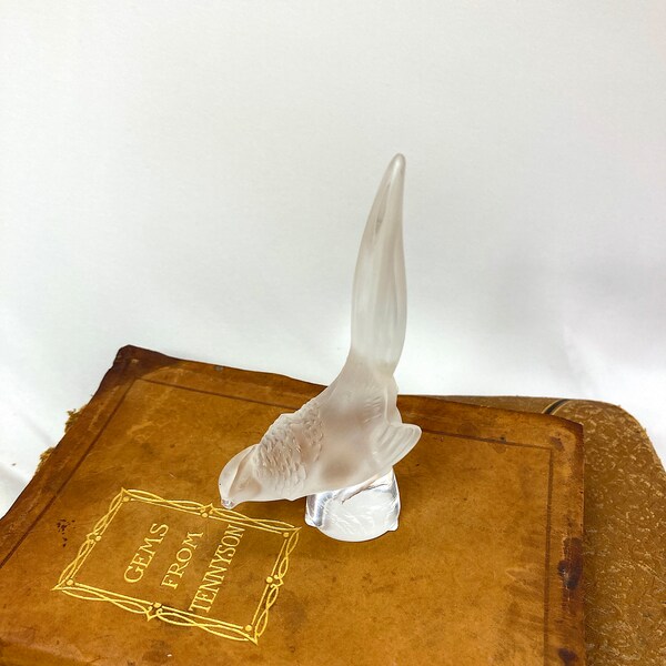 Lalique France Crystal Pheasant Paperweight Signed Lalique