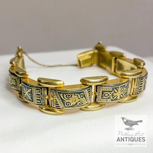 Toledo Spain Eibar Damascene Steel Inlaid Gold Bracelet - Etsy