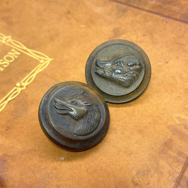 Civil War Era Buttons 1851 Goodyear N.R. Co. Boar and Wolf, Set of 2, ca. 1850s