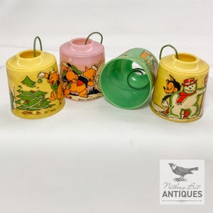 Antique Christmas Walt Disney NOMA Christmas Tree Light Shades/Ornaments, Set of 4, ca. 1939 - 40.