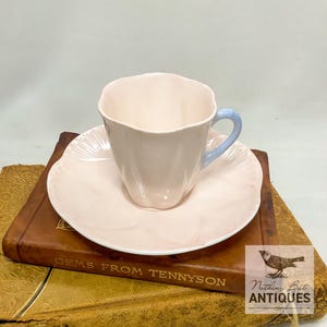 Vintage English Shelley Dainty Pastel Pink Demitasse Cup & Saucer, ca. 1950s - 60s