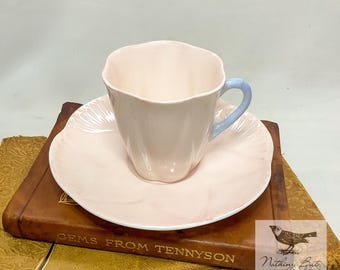Vintage English Shelley Dainty Pastel Pink Demitasse Cup & Saucer, ca. 1950s - 60s