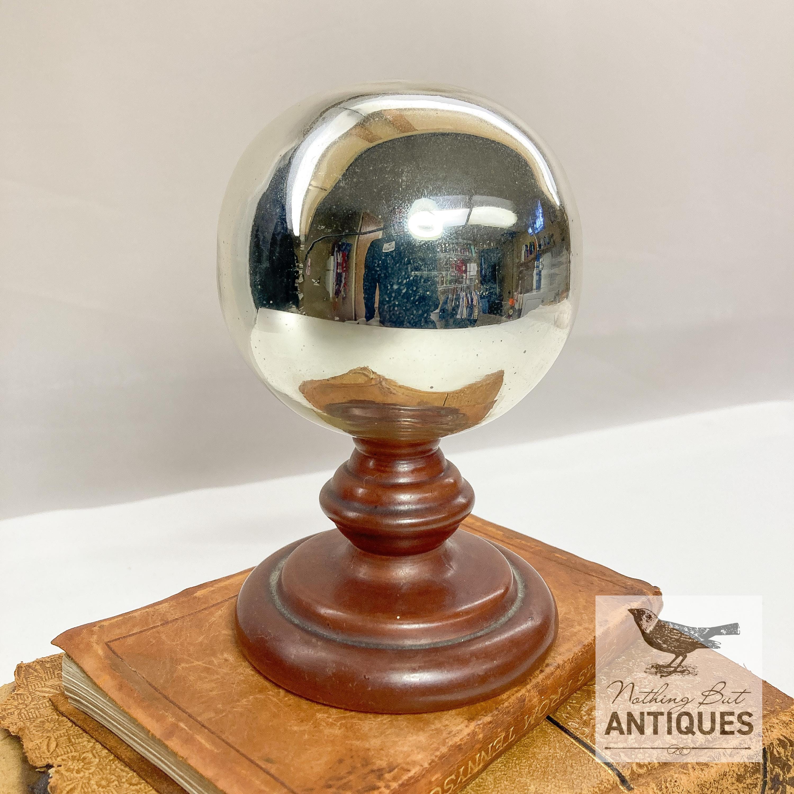 Antique Victorian Mercury Glass Butler's Ball, ca. 1840 - 1910