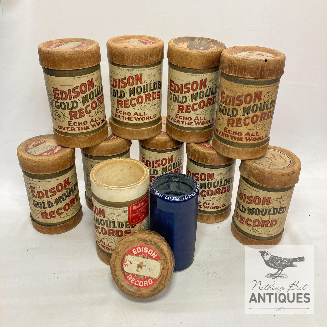 Antique Victorian Edison Cylinder Records, Gramaphone Cylinders With