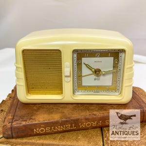 Vintage MCM Mid-Century Modern Rensie Mechanical Musical Alarm Clock, WORKING, ca. 1960