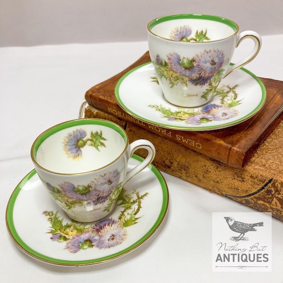 Vintage Royal Doulton Demitasse Coffee Cup Saucer Sets, Glamis