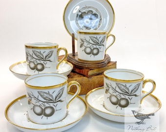 Vintage Chatham Spode-periode 1810 demitasse-bekers, Engels beenderporselein, set van 4, ca. Jaren '60 - '70
