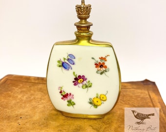 Antique Miniature Von Schierholz Perfume Bottle, Hand Painted & Gold Gilded Fine Porcelain, GERMAN, ca. 1930s