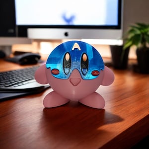 Captain America Kirby 3D Printed Model - Kirby Game Collectible Figurine fan art desk pet image 1