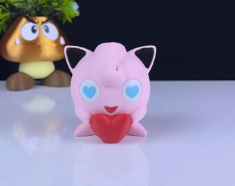 Heartful Jigglypuff 3D Printed Model - Pokemon Game Collectible Figurine fan art desk pet