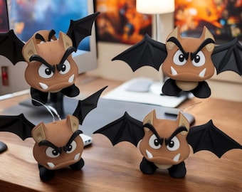 Goomba Bat 3D Print - Super Mario Flying Enemy Figure