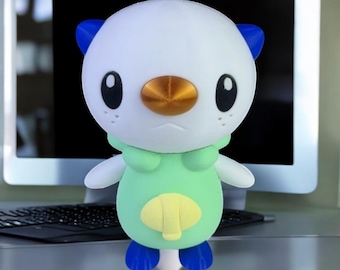 Oshawott 3D Printed Model - Pokemon Game Collectible Figurine fan art desk pet
