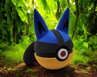 Lucario Pokeball 3D Printed Model - Poke Balls Game Collectible Figurine fan art desk pet