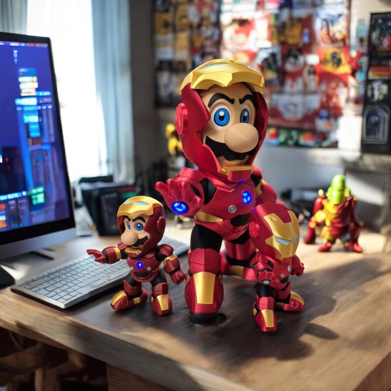 Iron Mini Man 3D Print - Super Mario Marvel Mashup Figure - Etsy