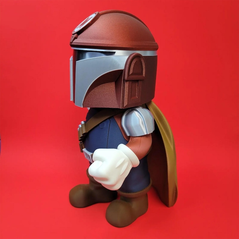 Modelo impreso en 3D de Mariolorian - Figura coleccionable del juego Super Mario - Mandalorian, arte de fan para escritorio imagen 2