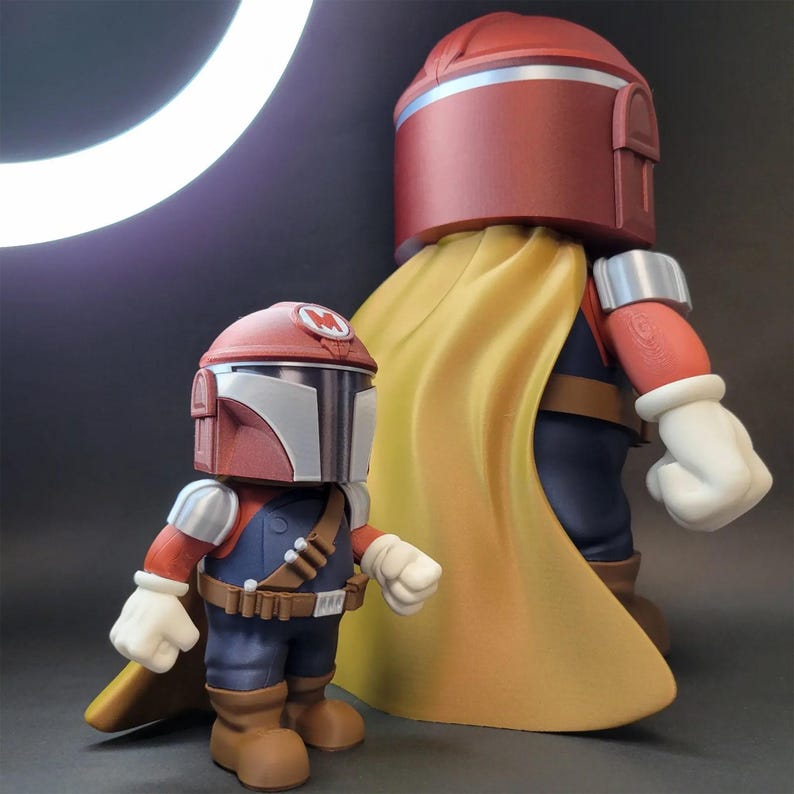 Modelo impreso en 3D de Mariolorian - Figura coleccionable del juego Super Mario - Mandalorian, arte de fan para escritorio imagen 4