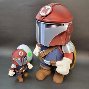 Modelo impreso en 3D de Mariolorian - Figura coleccionable del juego Super Mario - Mandalorian, arte de fan para escritorio imagen 5
