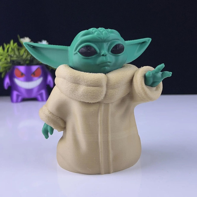 Baby Yoda 3D Printed Model - Mandalorean Game Collectible Figurine fan art desk pet imagem 1