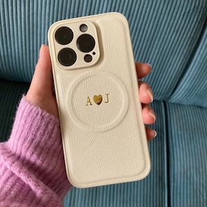 Gepersonaliseerde initialen Naam Case voor iPhone 11 12 13 14 15 16 Pro Max Draadloos opladen voor Magsafe, magnetisch iPhone-hoesje met monogram