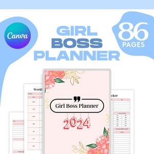Empowered Boss Babe Planner: Crush Your Goals, Inspire Confidence, and Sparkle with Success, Girl Boss Planner Gift for Girls, PLR Planners