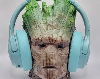 Groot Headphone Holder, Headphone Stand, Bust, PC Gaming, Headset Holder, Desktop, Office Decor, Cosplay, desk